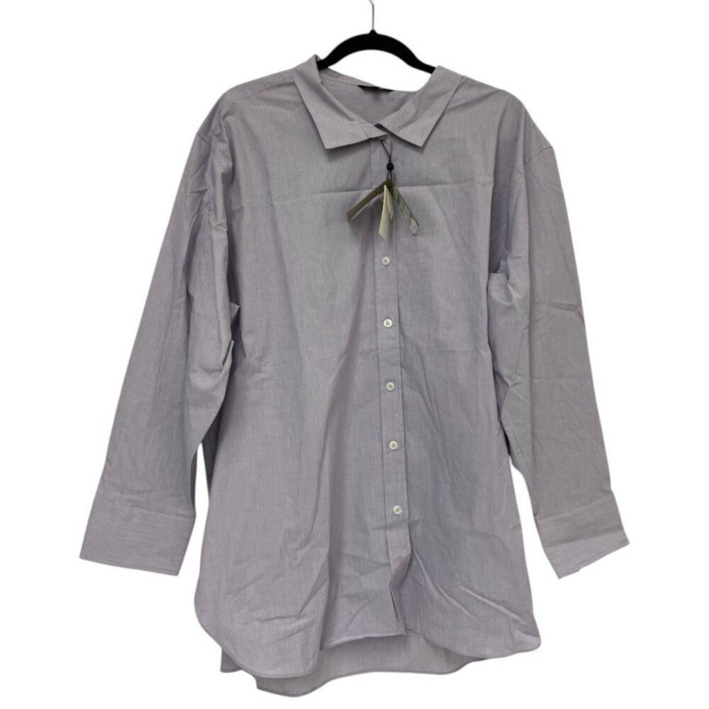 Massimo Dutti Womens Shirt Blouse oversized M L Button Up Purple 5182/678 NWD